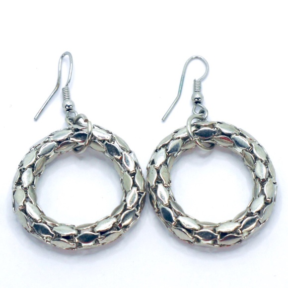 Silver Circle Drop Earrings Fashion Simple Minimalistic Jewelry Women - Picture 1 of 2